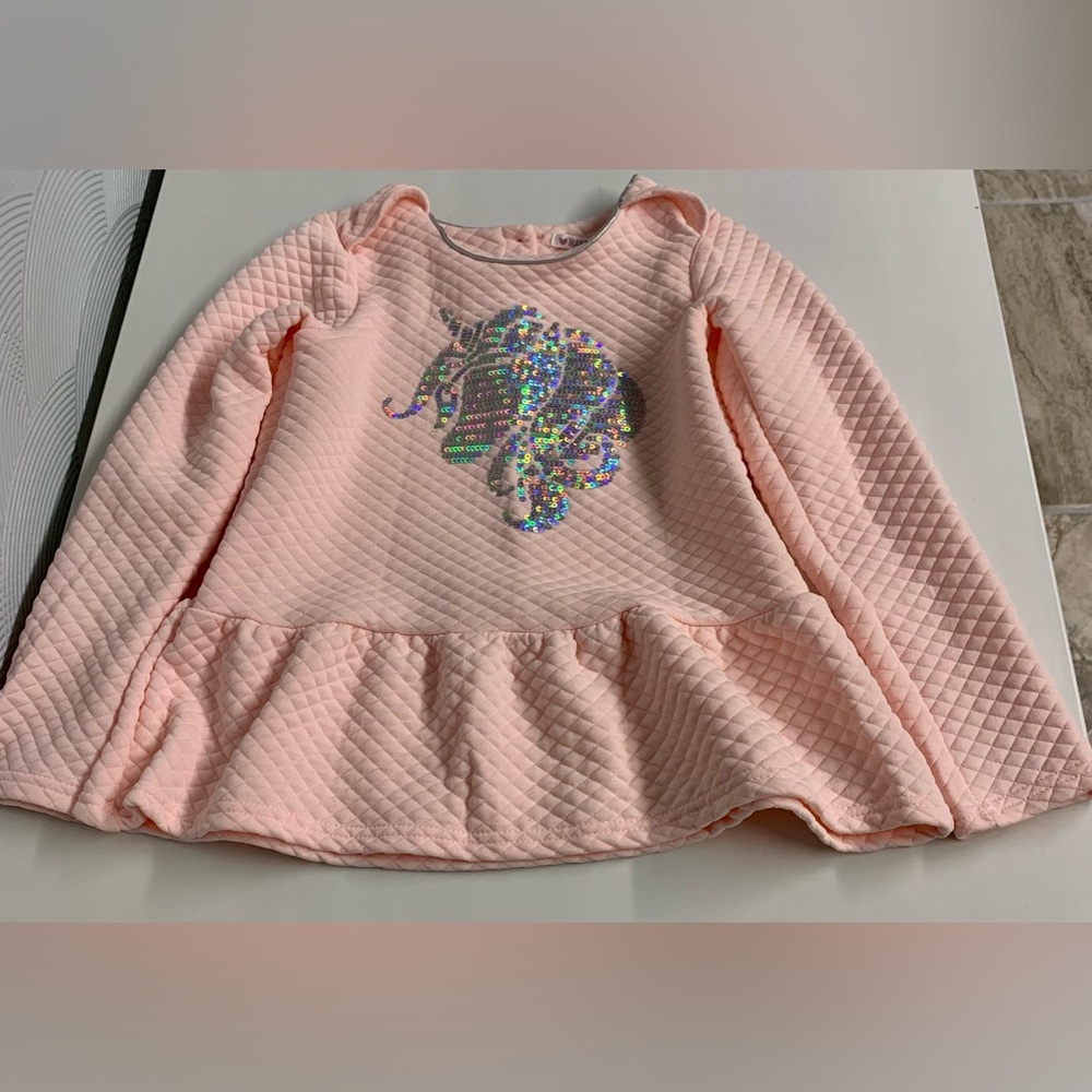 Nannette Kids Sequin Unicorn Peplum Top Girls Sz 6X